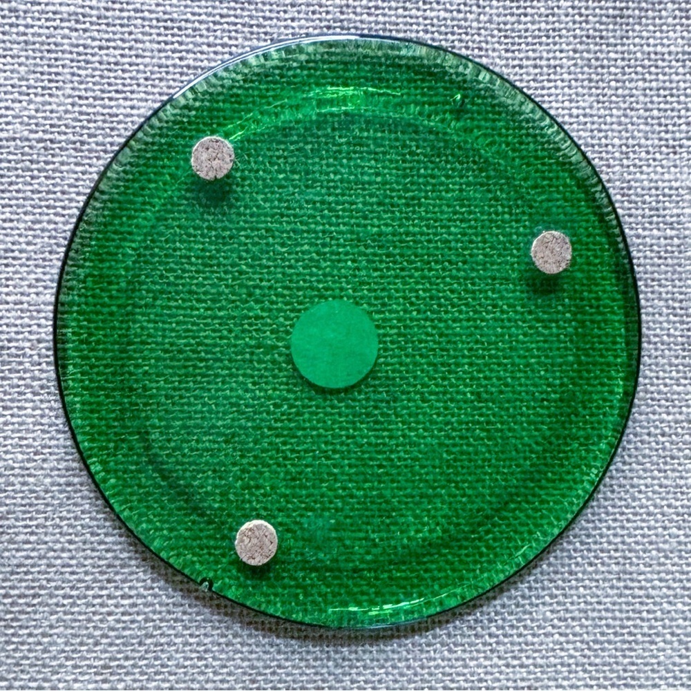 Vintage Titan Art Glass Green Round Trivet Candle Holder Fairy Goblin Core - Picture 3 of 4